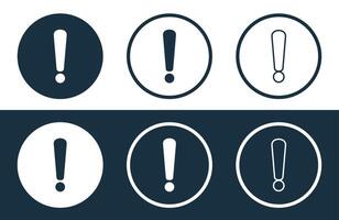 Set of Exclamation Mark icons isolated flat and outline style illustration vector