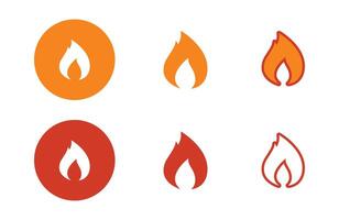 Fire Flame icons collection in different style flat illustration set vector