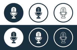 Set of Microphone icons isolated flat and outline style illustration vector