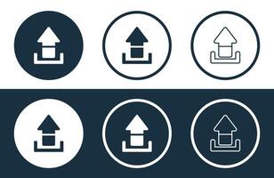 Set of Upload icons isolated flat and outline style illustration vector