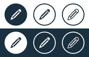 Set of Pencil icons isolated flat and outline style illustration vector