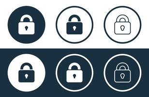 Set of Lock icons isolated flat and outline style illustration vector