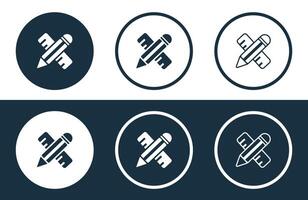 Set of Pencil Scale icons isolated flat and outline style illustration vector