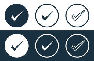 Set of Check icons isolated flat and outline style illustration vector