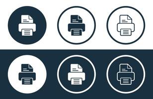 Set of Printer icons isolated flat and outline style illustration vector