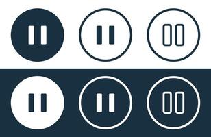 Set of Pause icons isolated flat and outline style illustration vector