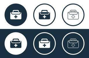 Set of First Aid icons isolated flat and outline style illustration vector