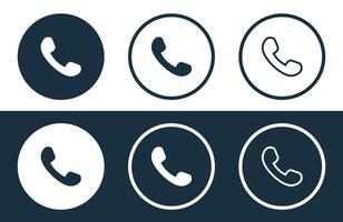 Set of Phone icons isolated flat and outline style illustration vector