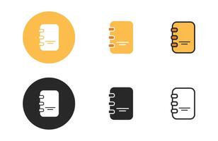 Notebook icons collection in different style flat illustration set vector