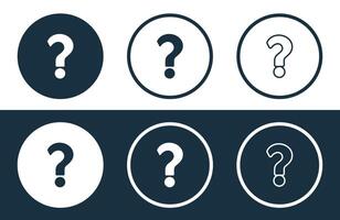 Set of Question Mark icons isolated flat and outline style illustration vector