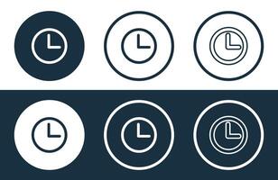 Set of Clock icons isolated flat and outline style illustration vector