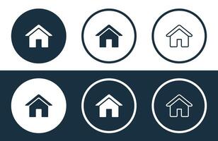 Set of House icons isolated flat and outline style illustration vector