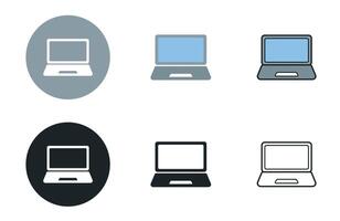 Laptop icons collection in different style flat illustration set vector