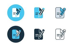 Edit File icons collection in different style flat illustration set vector