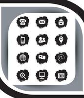 Contact related icon set, Essential Flat Stroke Circular Web Icon Set Phone Contact Location Button, Web icon, contact us icon, address, location, email, phone, Contact information symbols collection vector