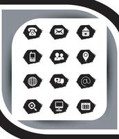 Contact related icon set, Essential Flat Stroke Circular Web Icon Set Phone Contact Location Button, Web icon, contact us icon, address, location, email, phone, Contact information symbols collection vector