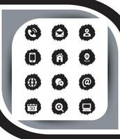 Contact related icon set, Essential Flat Stroke Circular Web Icon Set Phone Contact Location Button, Web icon, contact us icon, address, location, email, phone, Contact information symbols collection vector