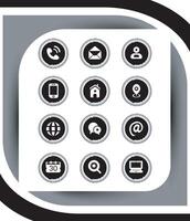 Contact related icon set, Essential Flat Stroke Circular Web Icon Set Phone Contact Location Button, Web icon, contact us icon, address, location, email, phone, Contact information symbols collection vector