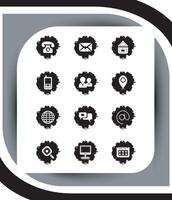 Contact related icon set, Essential Flat Stroke Circular Web Icon Set Phone Contact Location Button, Web icon, contact us icon, address, location, email, phone, Contact information symbols collection vector