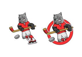 Bulldog Hockey Player Cartoon Character vector