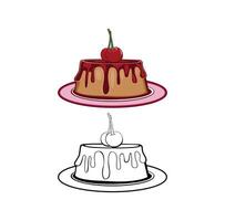 Pudding Cherry Cake Design Illustration vector