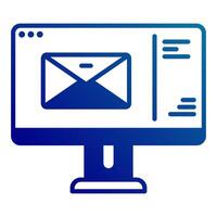 computer screen icon and letter envelope, post office equipment icon vector