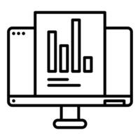 chart icon and computer screen, bookkeeping and business icon vector