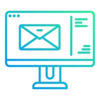 computer screen icon and letter envelope, post office equipment icon vector