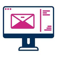 computer screen icon and letter envelope, post office equipment icon vector