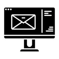 computer screen icon and letter envelope, post office equipment icon vector