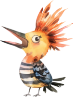 Cute Hoopoe Singing Sunrise watercolor png