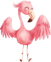 Cute Flamingo Dancing in Pink Lakes watercolor png