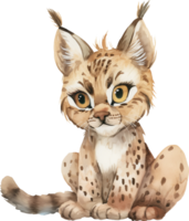 mignonne Lynx garde ancien secrets aquarelle png