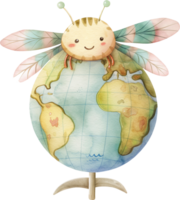 Cute Fly Traveling Globe png