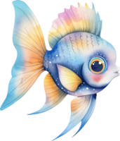 Cute Angelfish Guarding Pearls watercolor png