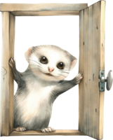 Cute Ferret Unlocking Door png