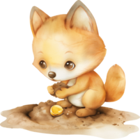 Cute Jackal Unearthing Treasure png