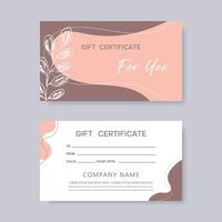 Gift certificate template in modern floral style for salon, gallery, spa, store. Gift Certificate. vector