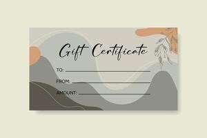 Gift Certificate. Template in modern style for salon, gallery, spa, store. vector