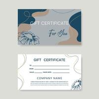 Modern style gift certificate template for salon, gallery, spa, store. Gift Certificate. vector
