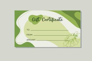 Modern style gift certificate template for salon, gallery, spa, store. vector