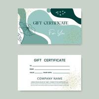 Set of gift card templates. Modern style template with gold glitter for salon, gallery, spa, store. vector