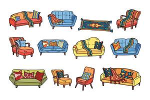 colorful sofa set on background vector