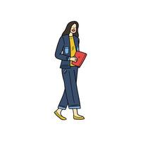 isolate illustration of businesswoman character on background vector