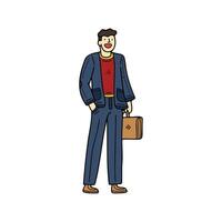 isolate illustration of businessman character on background vector