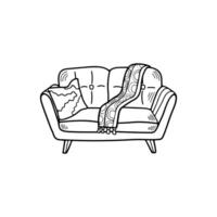 isolate black and white sofa on background vector