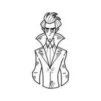 isolate black and white illustration of vampire character on background vector