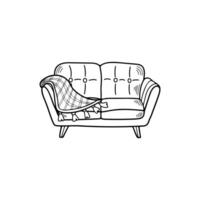 isolate black and white sofa on background vector