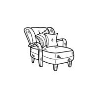 isolate black and white armchair on background vector