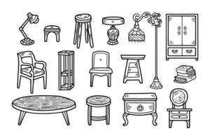 black and white furnitures set on background vector